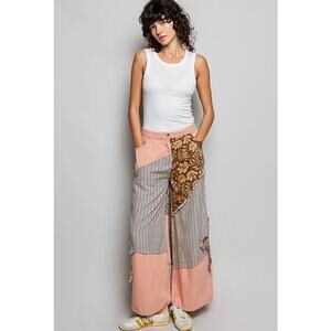 POL Size L Bohemian Stripe Star Patchwork Pants Size Large